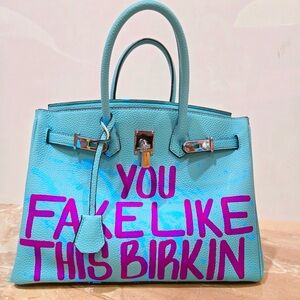 Blue and Purple Designer Handbag